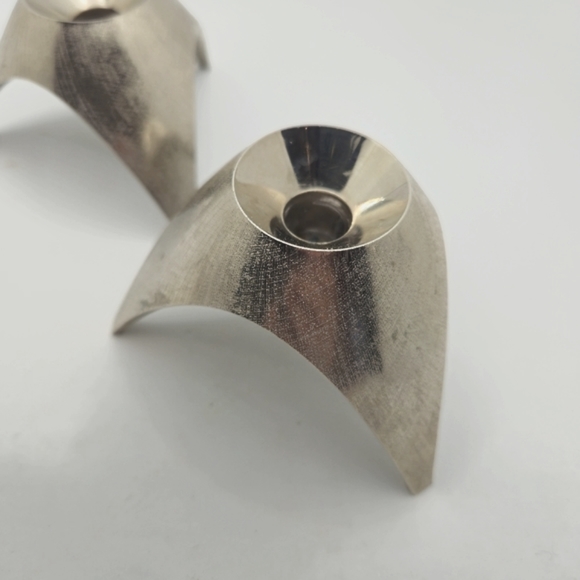 AS Solingen Germany MCM Candleholders Brushed Chrome Steel Tripod Design - Picture 4 of 6